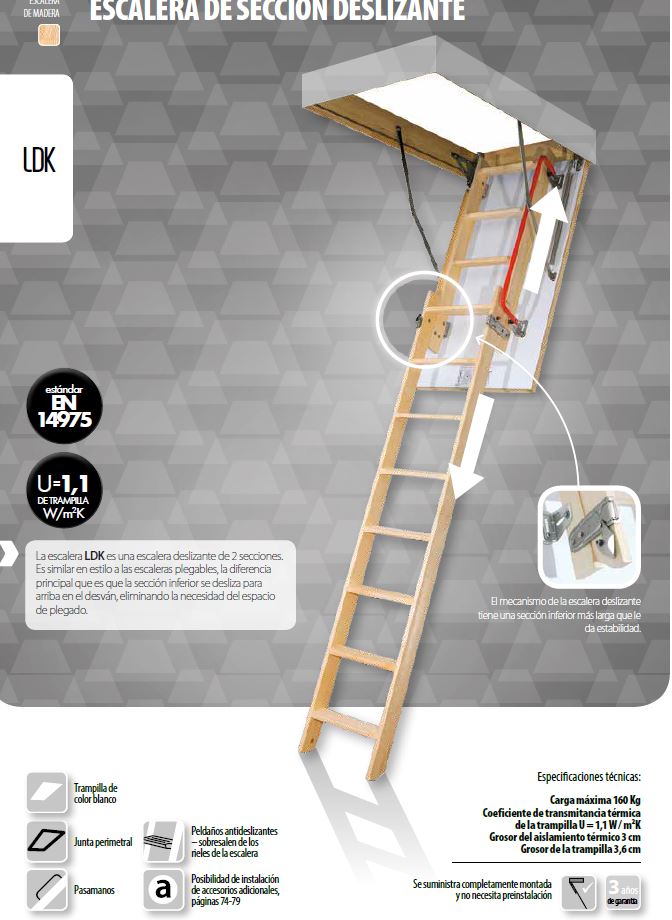 Escalera escamoteable deslizante LDK H/305