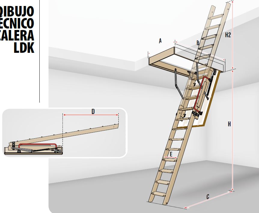 Escalera escamoteable deslizante LDK H/305 - Imagen 2
