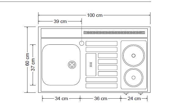 Minicocina easyline ME 100 2 - Bricolaris Minicocina easyline ME 100 - Imagen 2