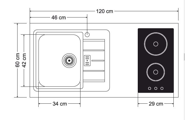 Minicocina kitcheline MK-120 A frigorífico y corredera 3 - Bricolaris Minicocina kitcheline MK-120 A frigorífico y corredera - Imagen 3