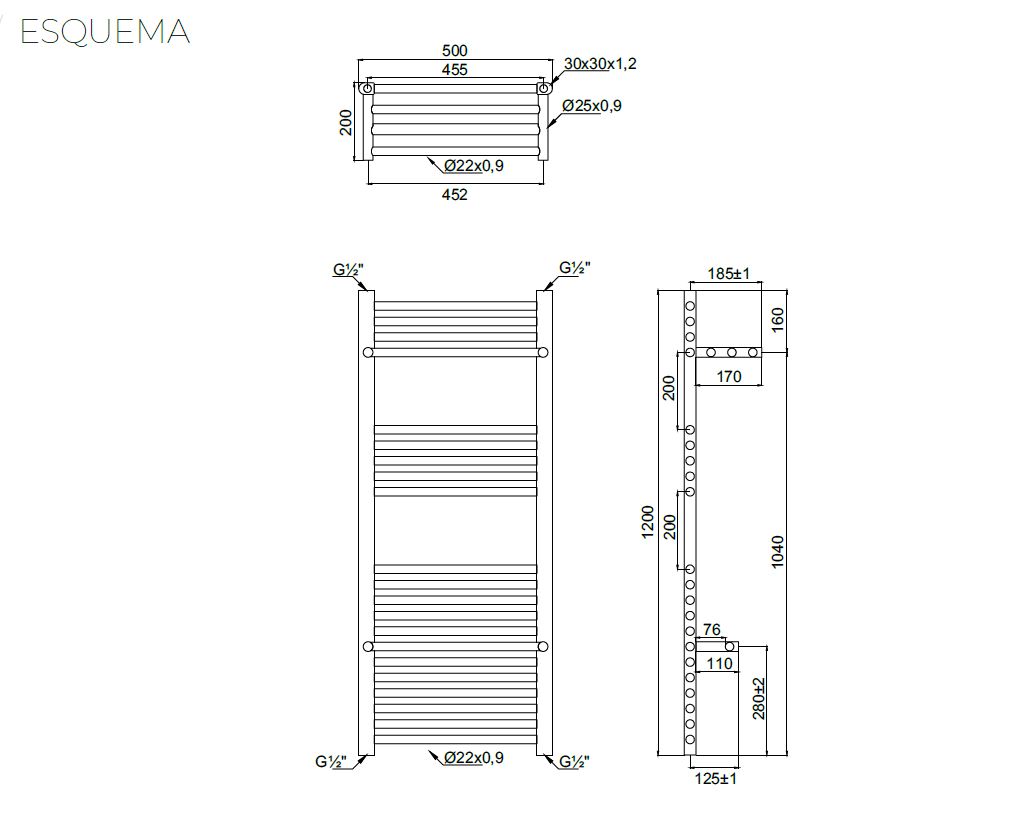 Radiador Nomos de 1200x500 color Blanco 2 - Bricolaris Radiador Nomos de 1200x500 color Blanco - Imagen 2