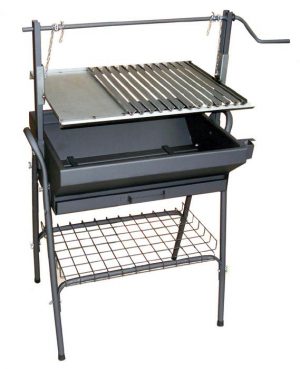 Barbacoa de carbón con plancha y parrilla en INOX