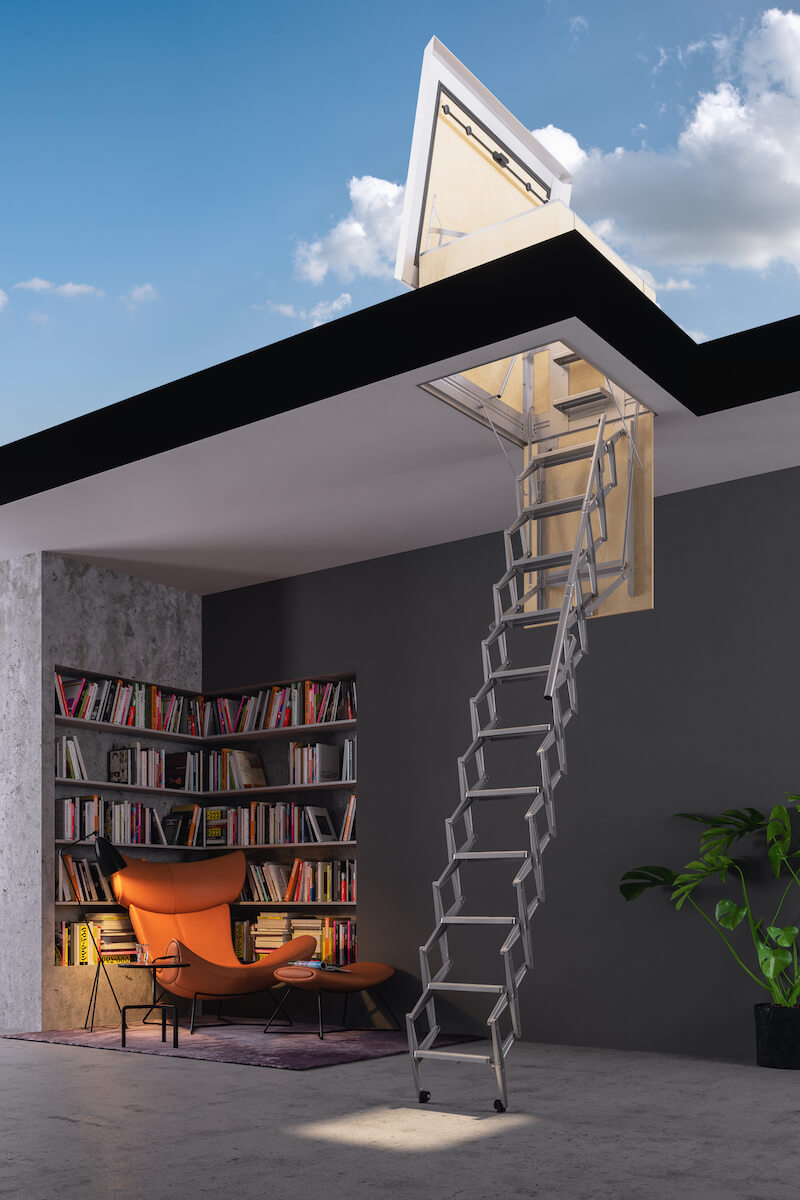 Escalera escamoteable modelo flexa-terraza